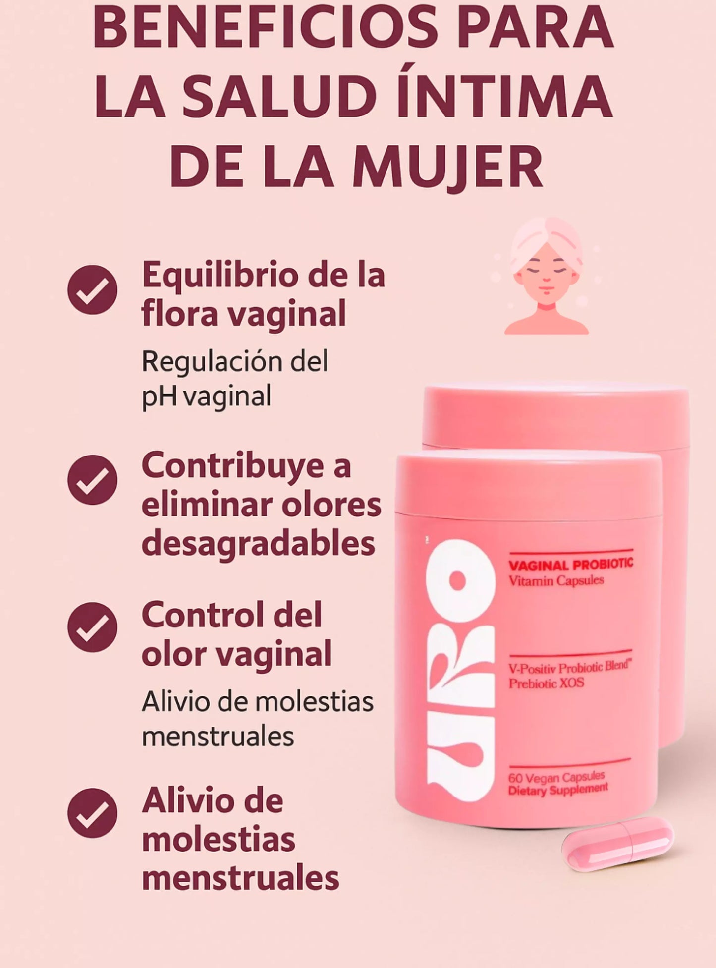URO VAGINAL PROBIOTICS PARA LA SALUD VAGINAL DE LAS MUJERES, EQUILIBRIO DEL PH